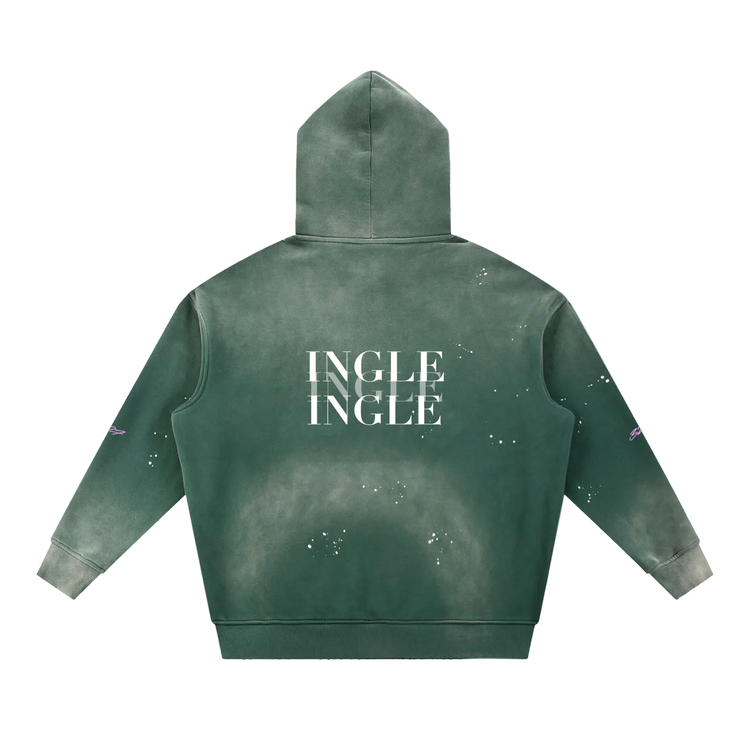 Vintage Washed Frayed Fleece Hoodie