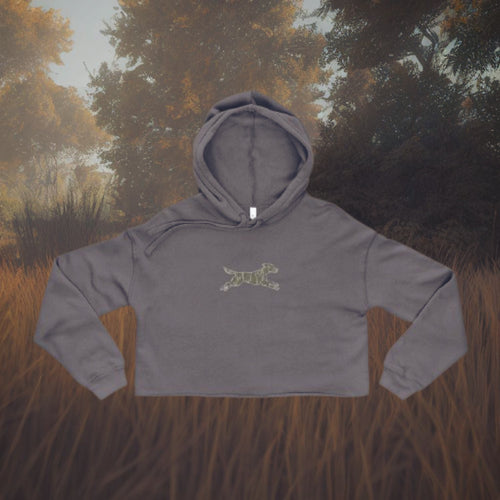 Dog Hunter Fox Silhouette Crop Hoodie for Women