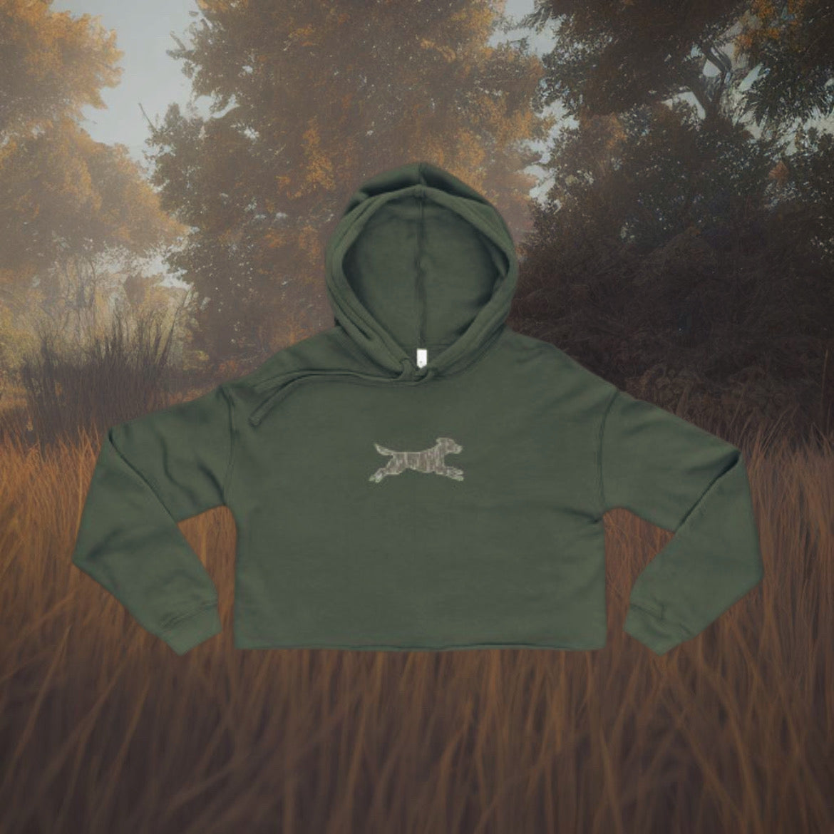 Dog Hunter Fox Silhouette Crop Hoodie for Women