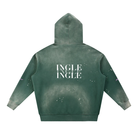 Vintage Washed Frayed Fleece Hoodie