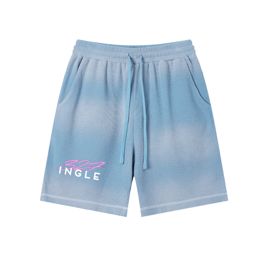 Unisex Sunfade Waffle Raw Hem Shorts