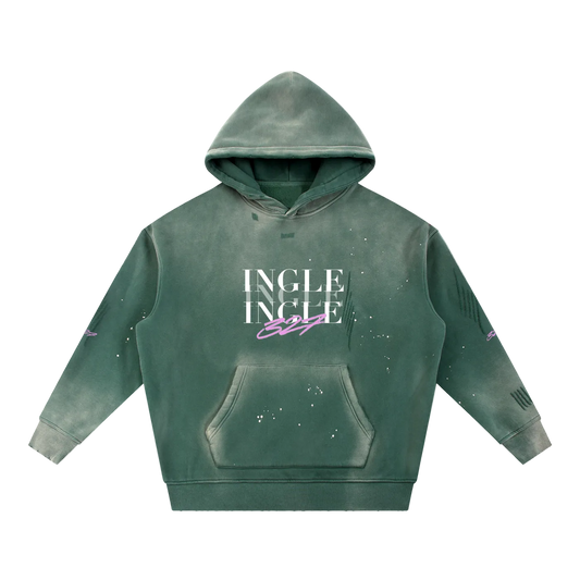 Vintage Washed Frayed Fleece Hoodie