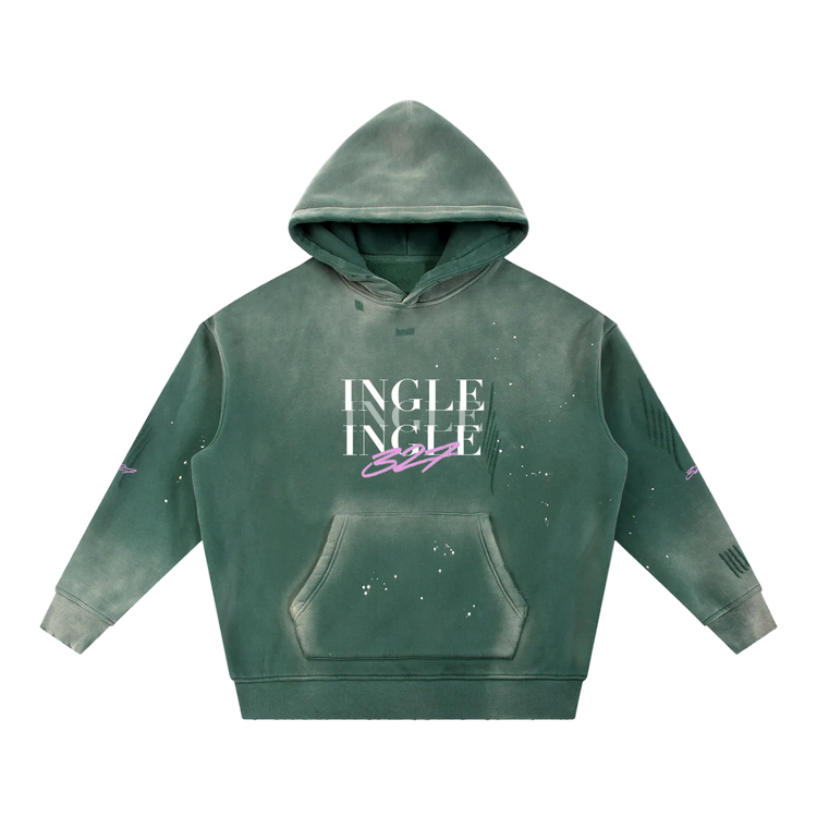 Vintage Washed Frayed Fleece Hoodie